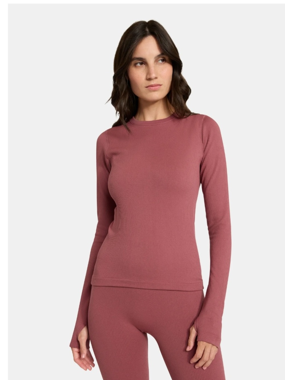 Ozark Trail Ribbed Long-Sleeve Top in Mauve Pink Sz XS (57)